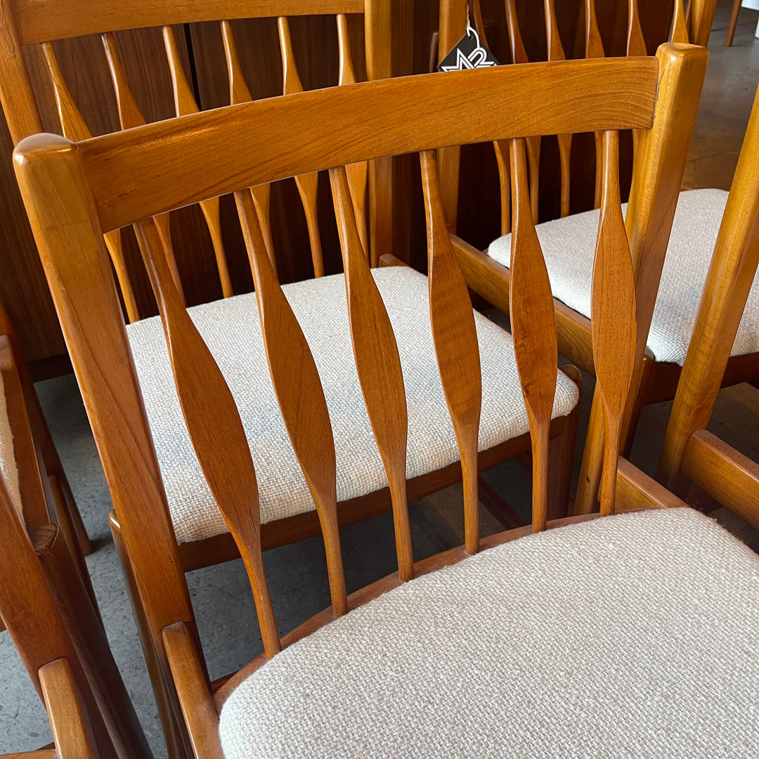 Set of Six Solid Teak Dining Chairs