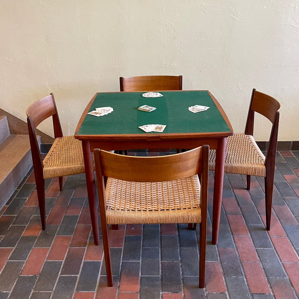 Teak Draw Leaf Flip Top Games Table Made in Denmark