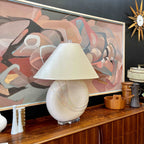1980s DECO Large Opalescent Pottery and Lucite Table Lamp | signed by Van Teal |Mr. Mansfield Vintage