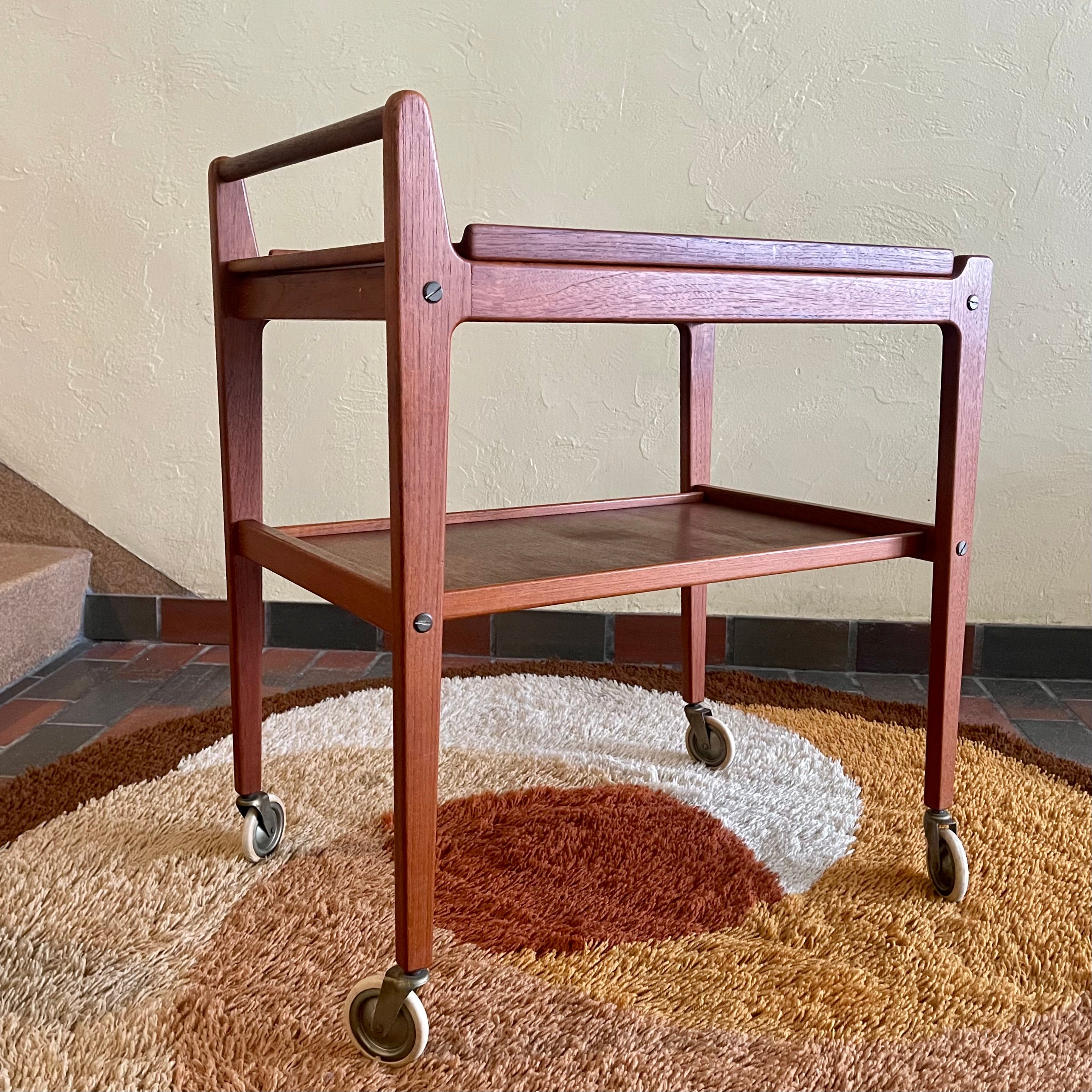 Vintage | Mid Century Teak Scandinavian Bar Cart | Drinks Cart by Erik Gûstavsson Made in Sweden.

