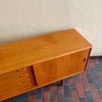 Danish Teak Credenza | Sideboard by Clausen and Son Solid Teak Legs Bow-Tie Handles Rich Honey Colour
