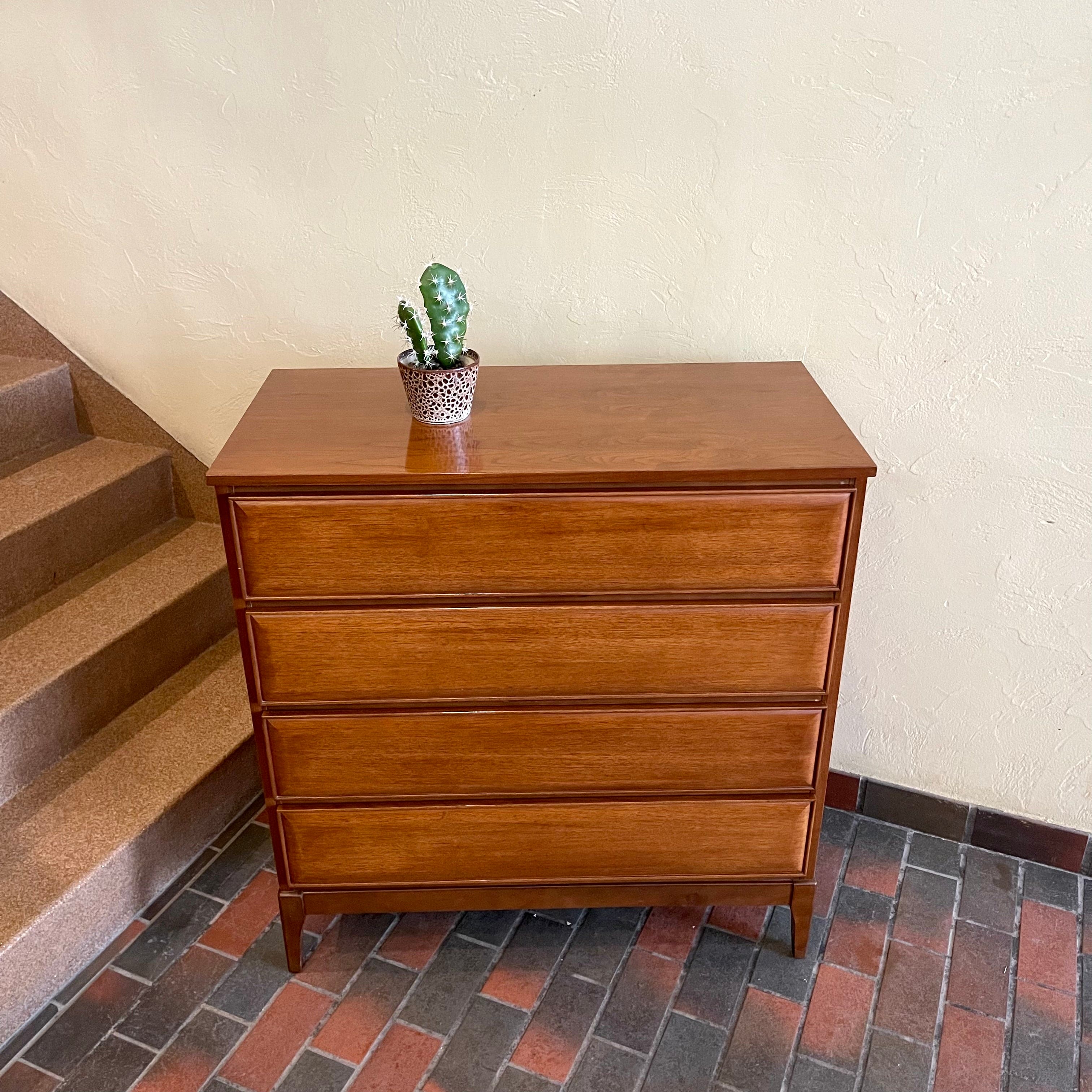 Vintage Four Drawer Walnut Dresser by HPL Furniture
