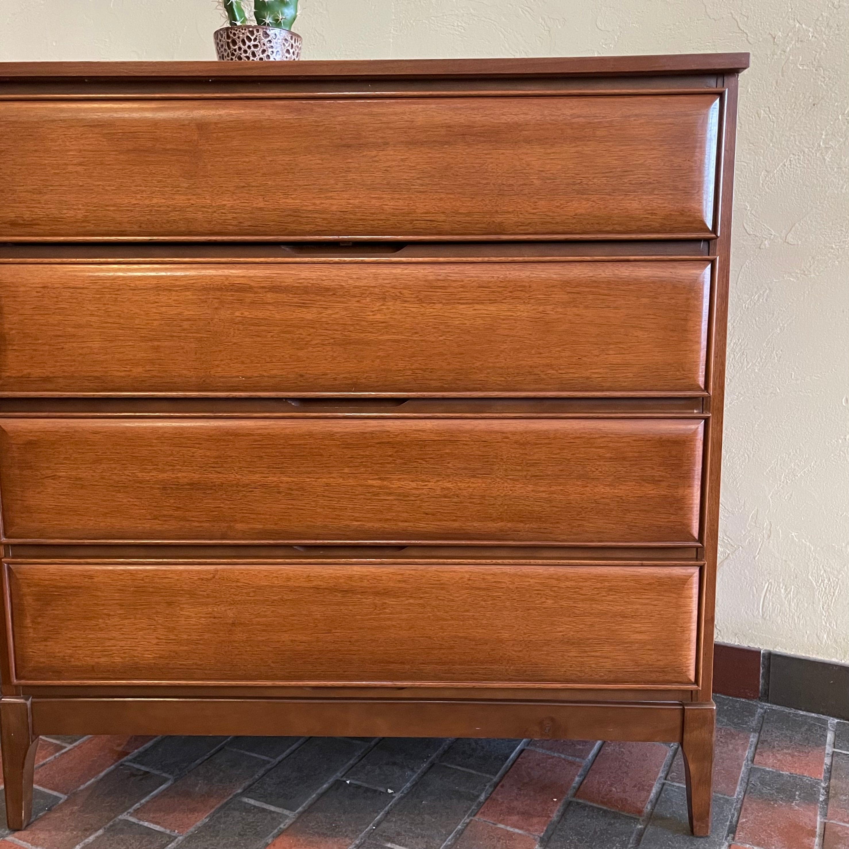 Vintage Four Drawer Walnut Dresser by HPL Furniture