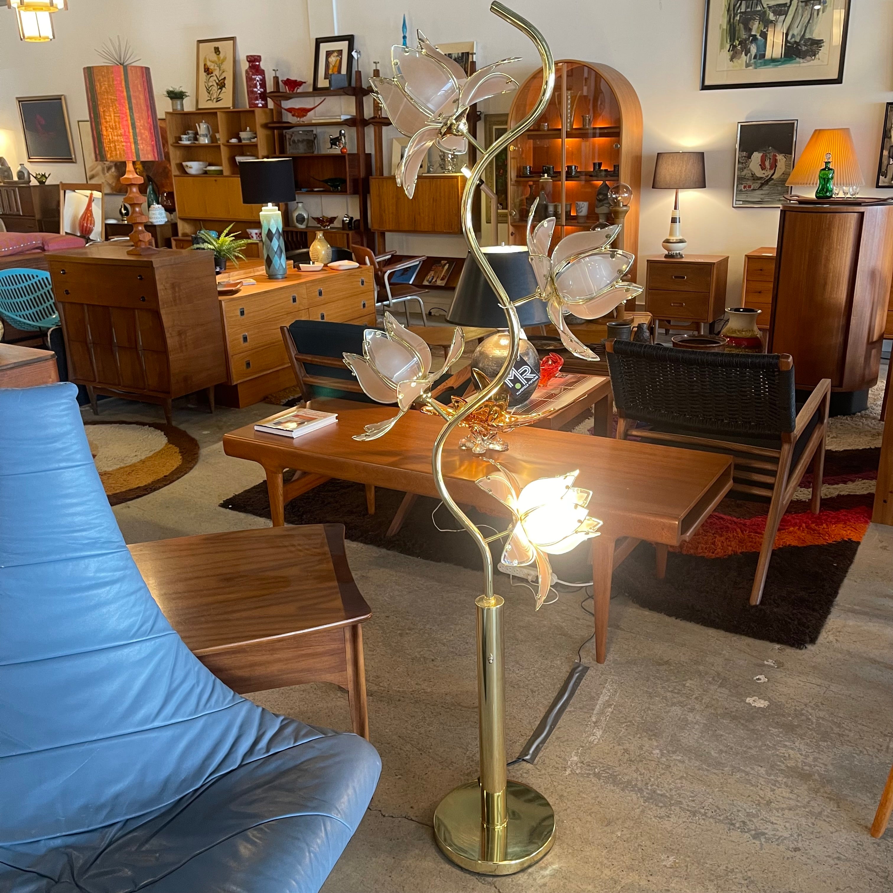 1980s Blush Pink Lotus Floor Lamp