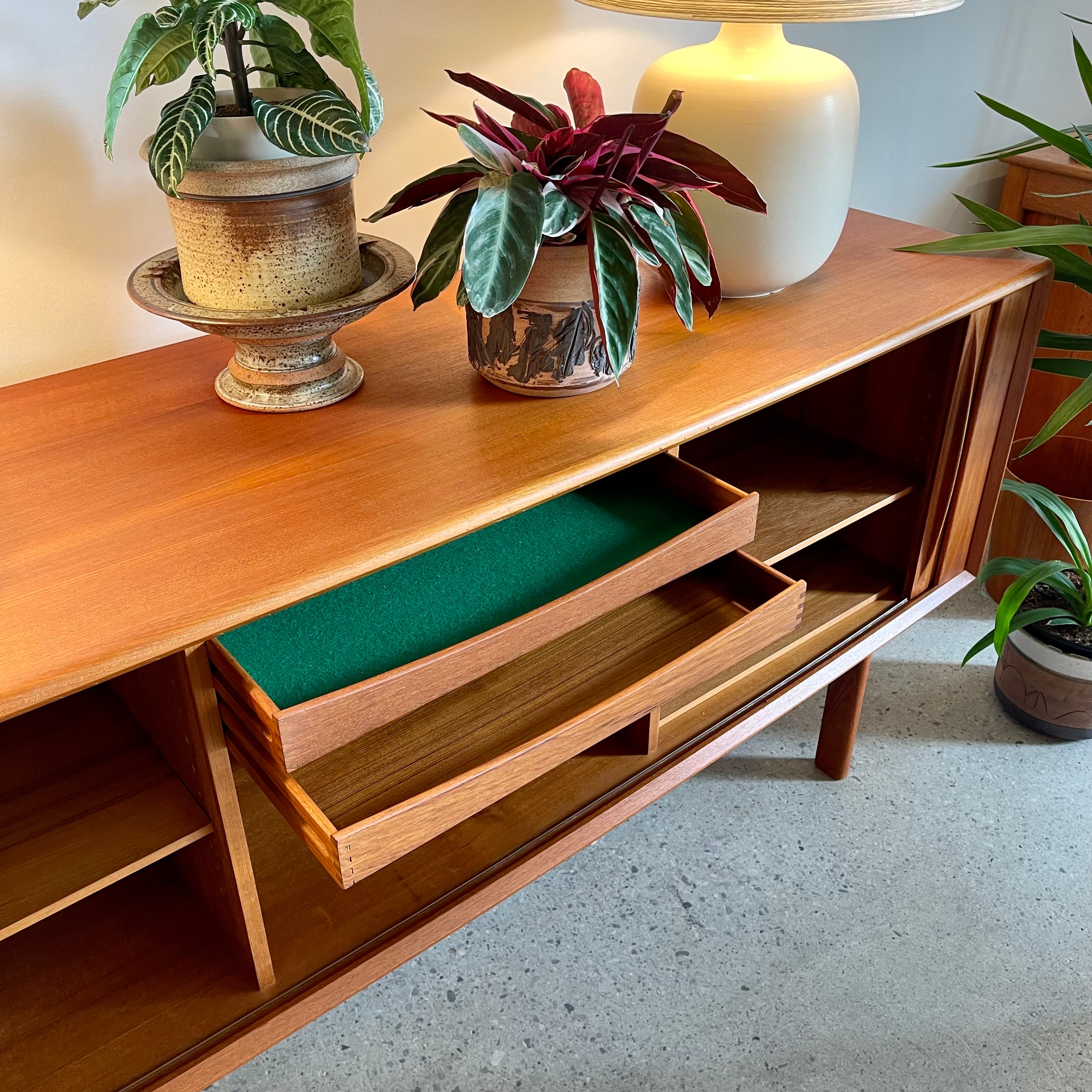 Drawer detail on Bernhard Pedersen & Sons teak credenza