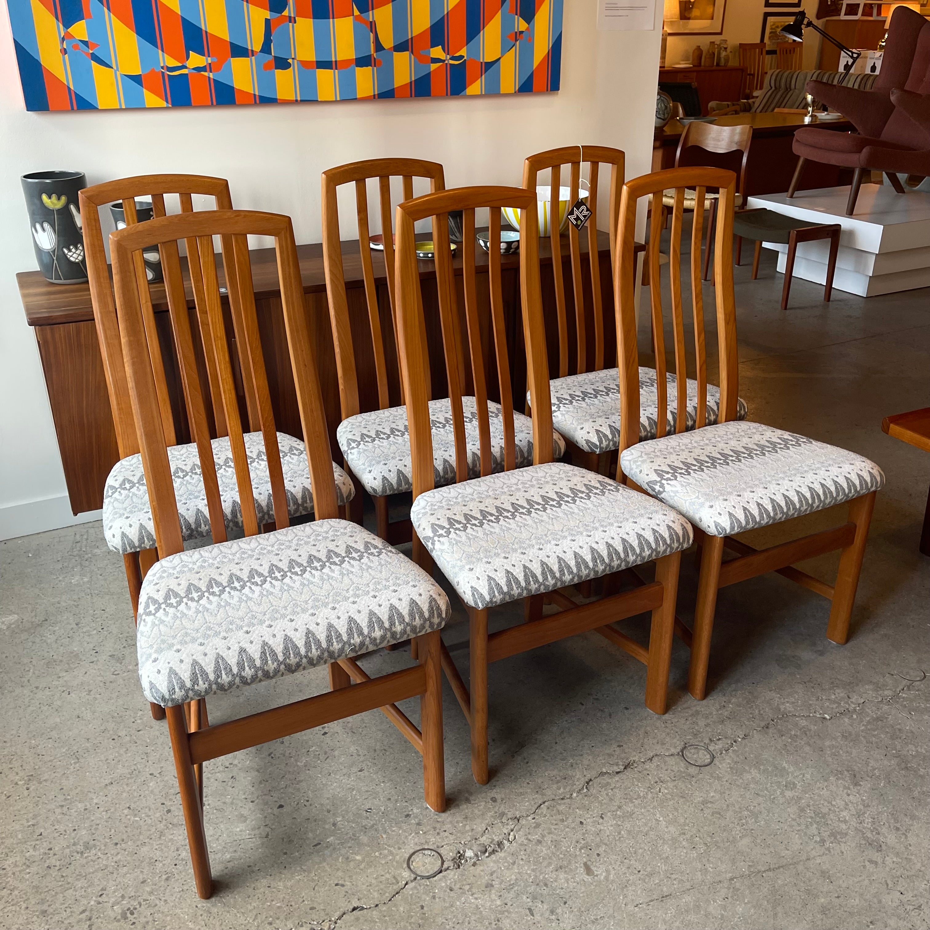 Set of Six Solid Teak Dining Chairs