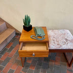 Drawer detail on RS Associates teak entranceway bench