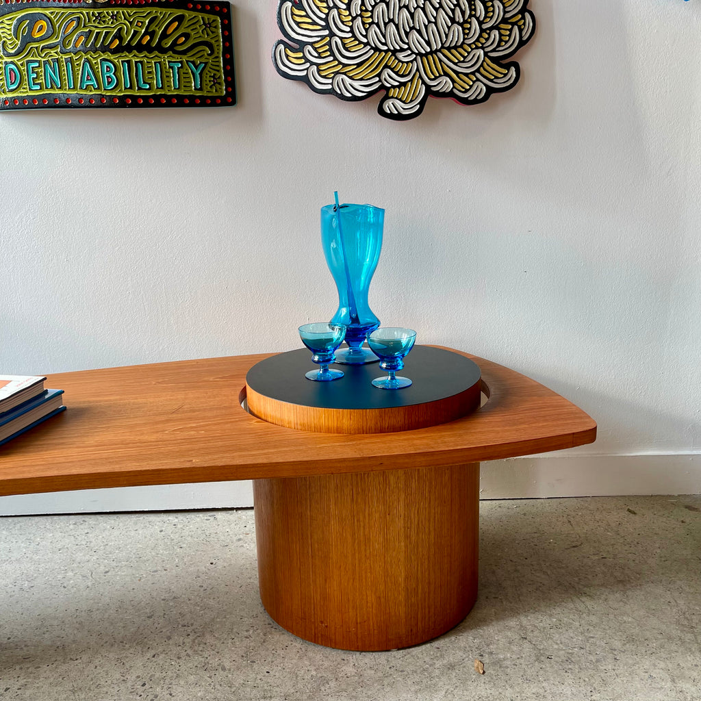 Mid-Century RS Associates Teak Martini Coffee Table. Measurements: L59.5", D23.5",  H17"