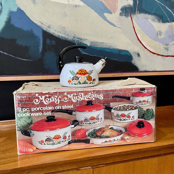 Vintage 1970s Merry Mushrooms Enamel Cookware | Mr. Mansfield Vintage 