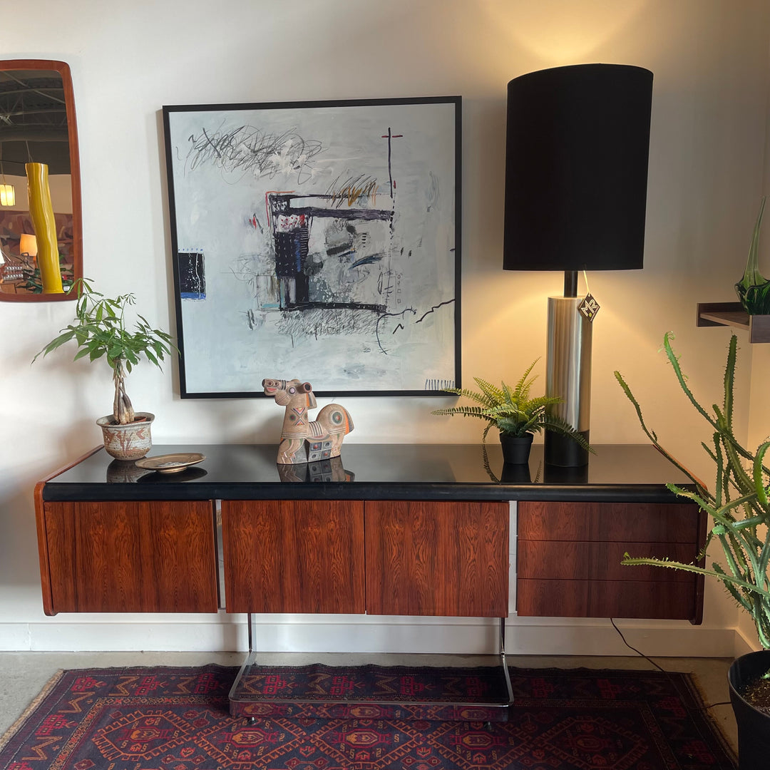 Mid Century Rosewood and Chrome Credenza by Ste Marie + Laurent