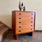 Mid Century RS Associates Five Drawer Tallboy Dresser with Black Metal Pulls | Mr. Mansfield Vintage 