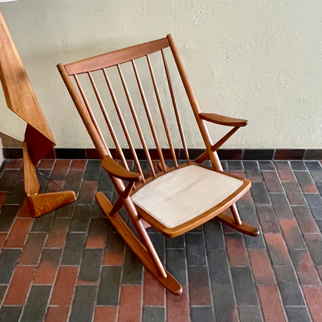Solid Teak Rocking Chair by Frank Reenskaug for Bramin, Denmark. 