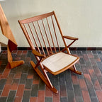 Solid Teak Rocking Chair by Frank Reenskaug for Bramin, Denmark. 