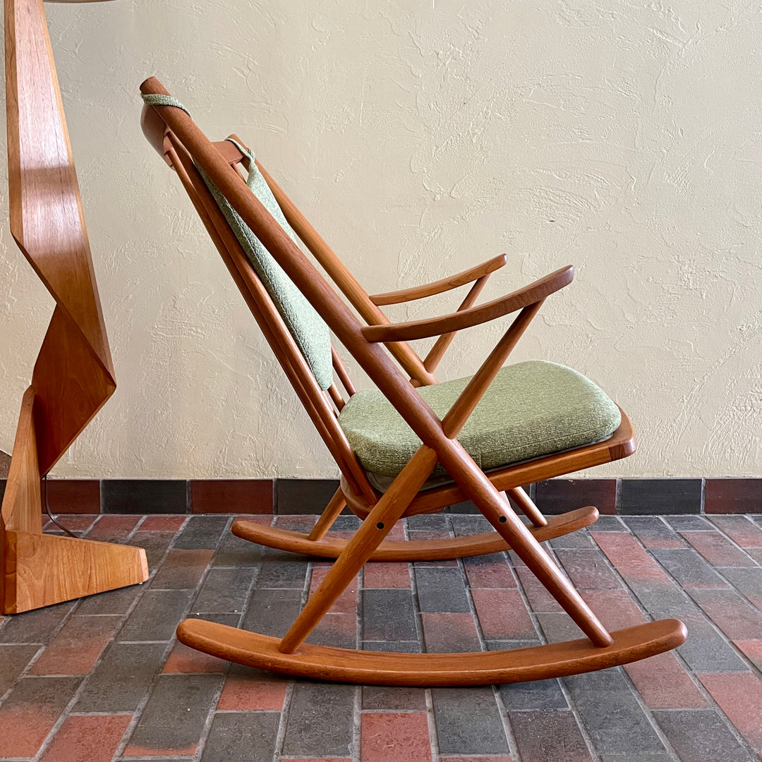 Solid Teak Rocking Chair by Frank Reenskaug for Bramin, Denmark. 