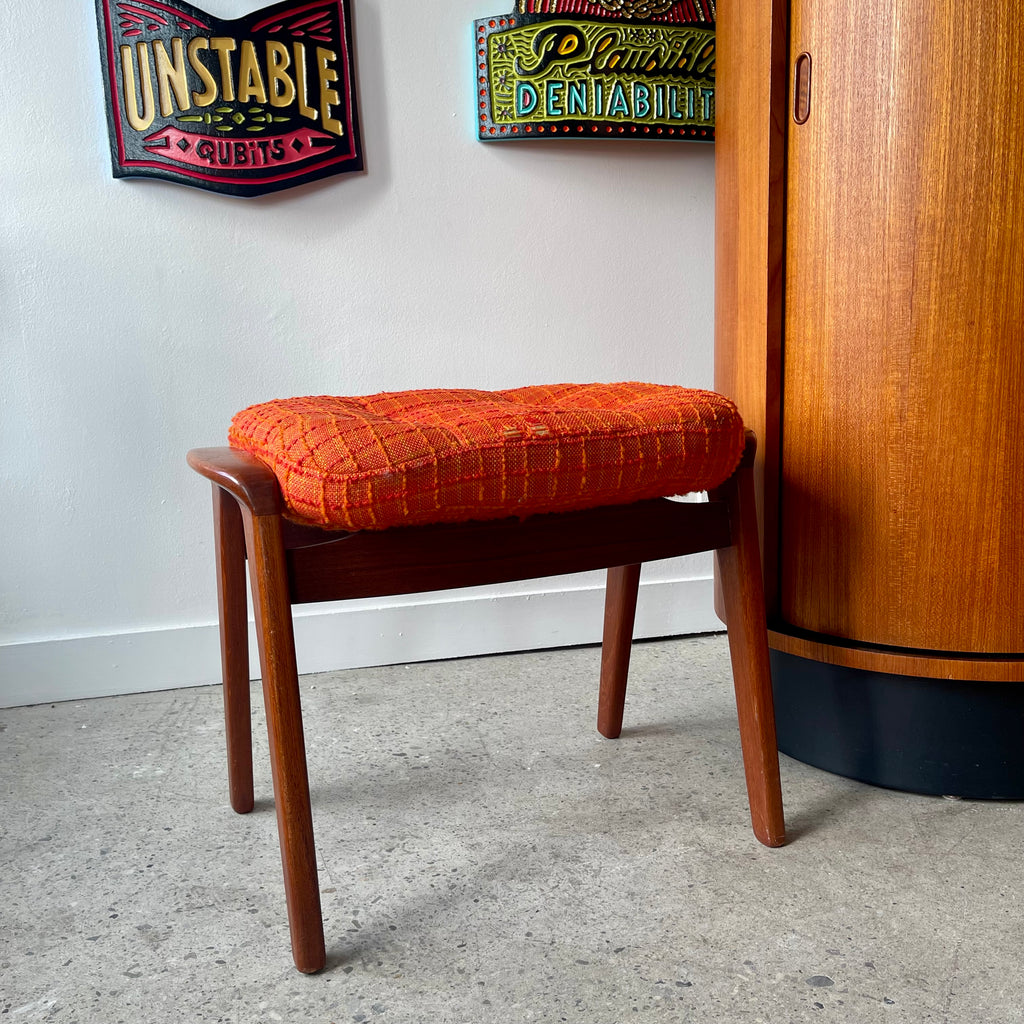 Textured upholstery on vintage R. Huber ottoman