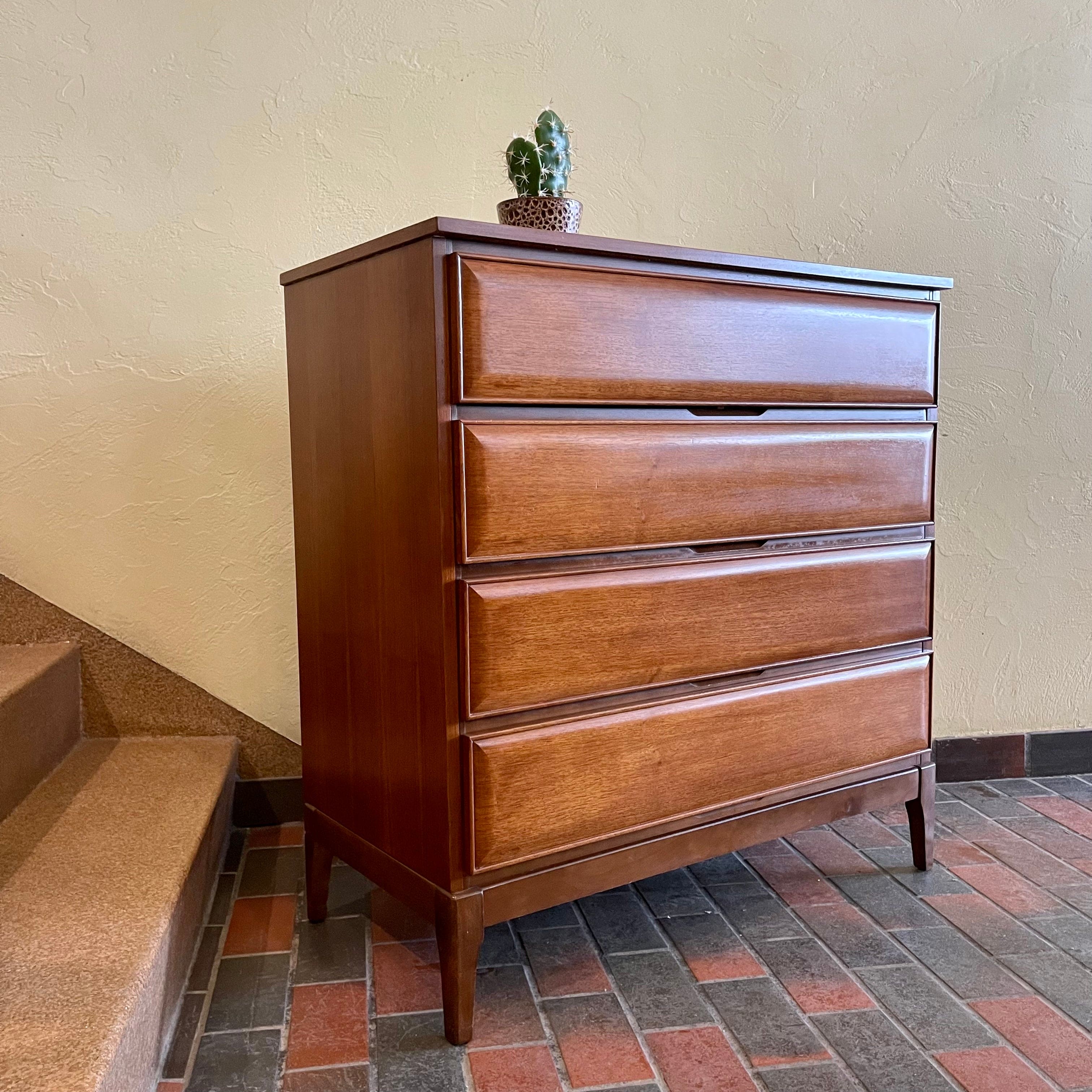 Vintage Four Drawer Walnut Dresser by HPL Furniture