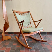 Solid Teak Rocking Chair by Frank Reenskaug for Bramin, Denmark. 