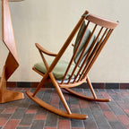 Solid Teak Rocking Chair by Frank Reenskaug for Bramin, Denmark. 