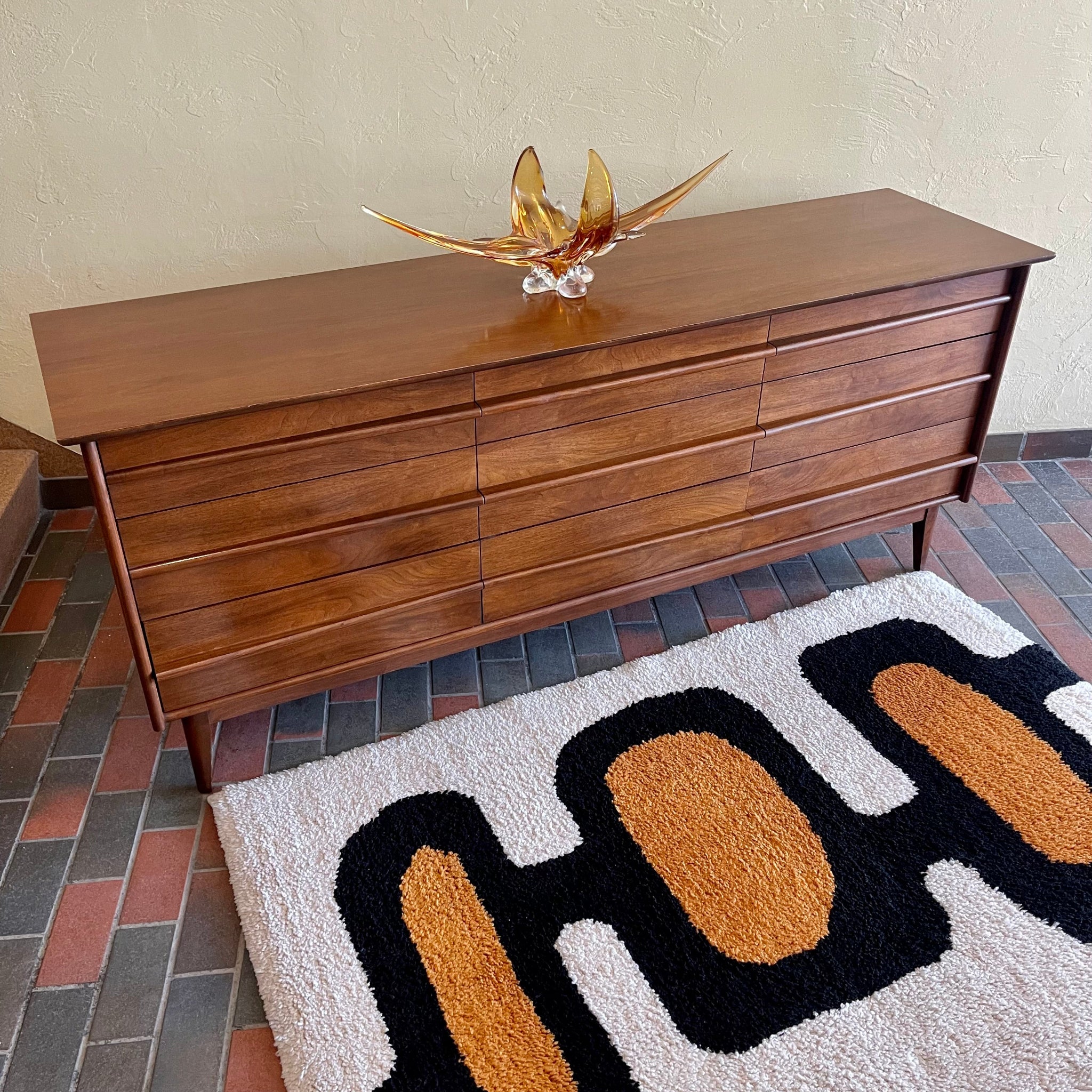 Nine drawer walnut dresser by GIBBARD in fantastic vintage condition