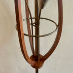 Mid Century Modern Walnut Tension Pole Lamp and Matching Table Top Lamp With Glass Shades | Mr. Mansfield Vintage