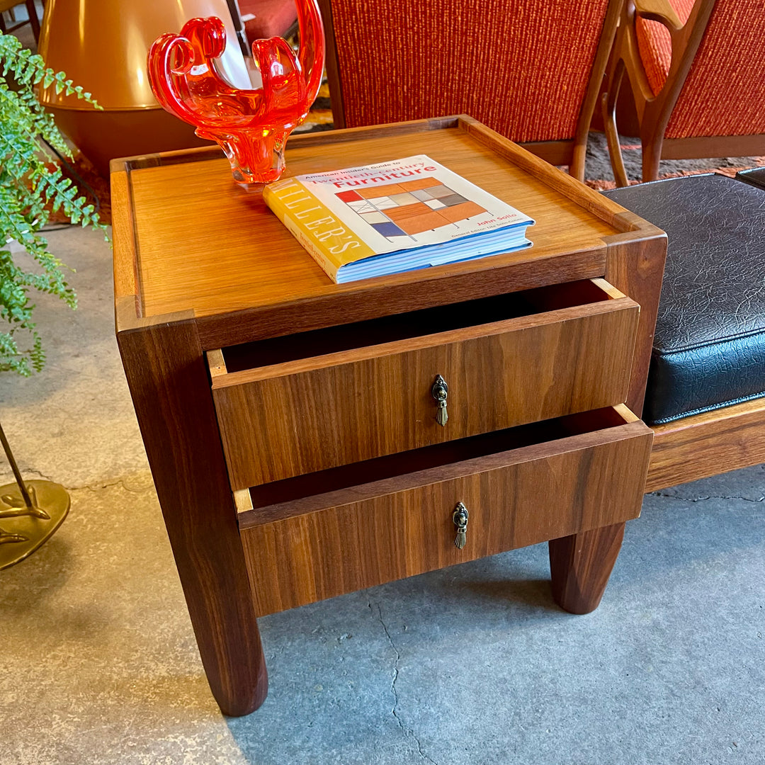 Vintage Walnut Gossip Bench | Drawers