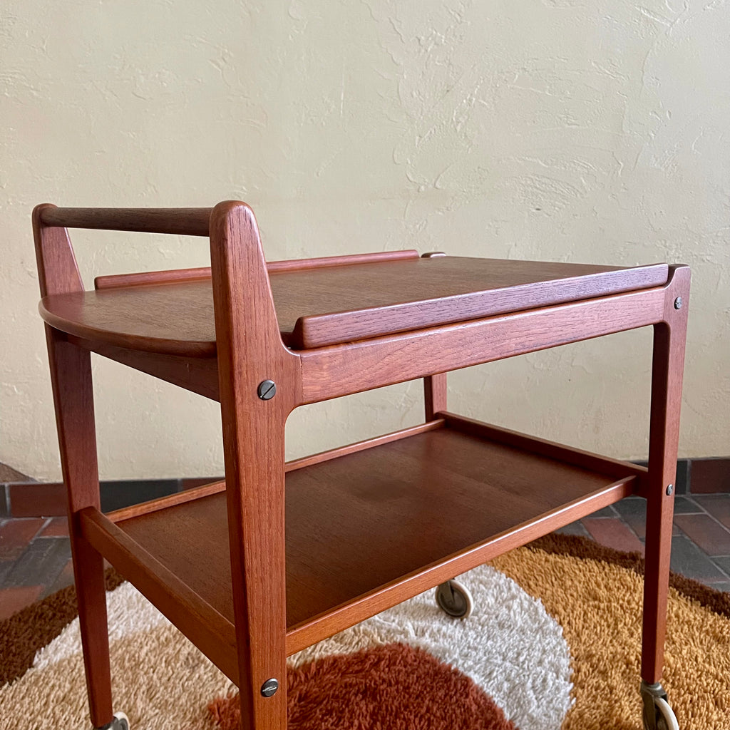 Vintage | Mid Century Teak Scandinavian Bar Cart | Drinks Cart by Erik Gûstavsson Made in Sweden.


