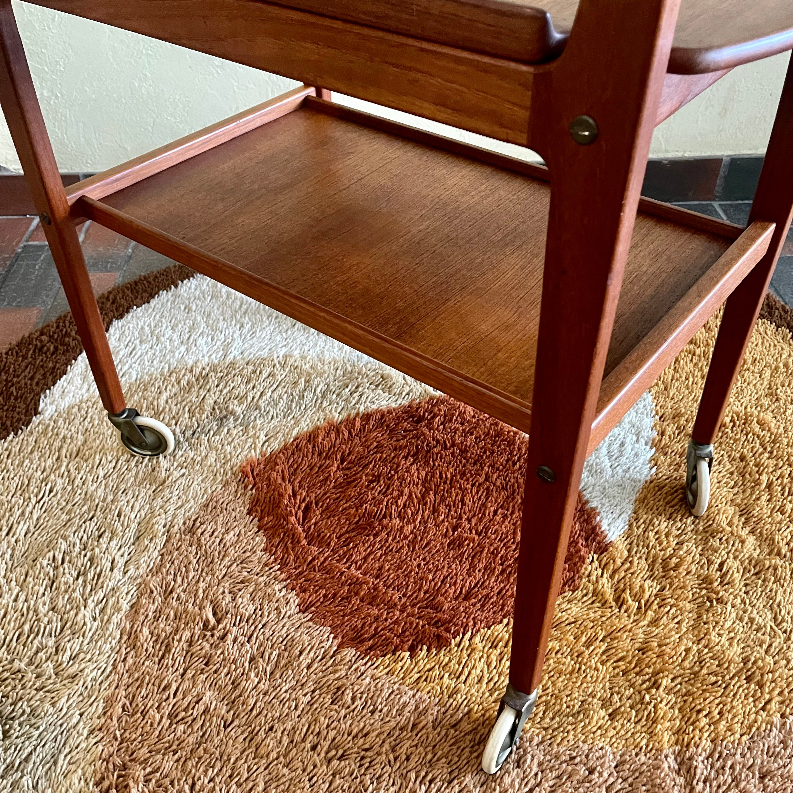 Vintage | Mid Century Teak Scandinavian Bar Cart | Drinks Cart by Erik Gûstavsson Made in Sweden.

