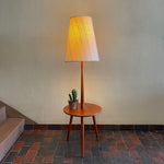 Load image into Gallery viewer, Mid Century Solid Teak Table Lamp with Tripod Base and Vintage Shade | Mr. Mansfield Vintage 