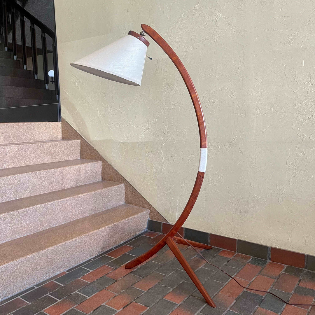 Mid Century Modern  Solid Danish Teak Arc Floor Lamp | Mr. Mansfield Vintage 