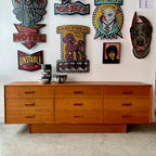 Vintage Teak 9 Drawer Dresser