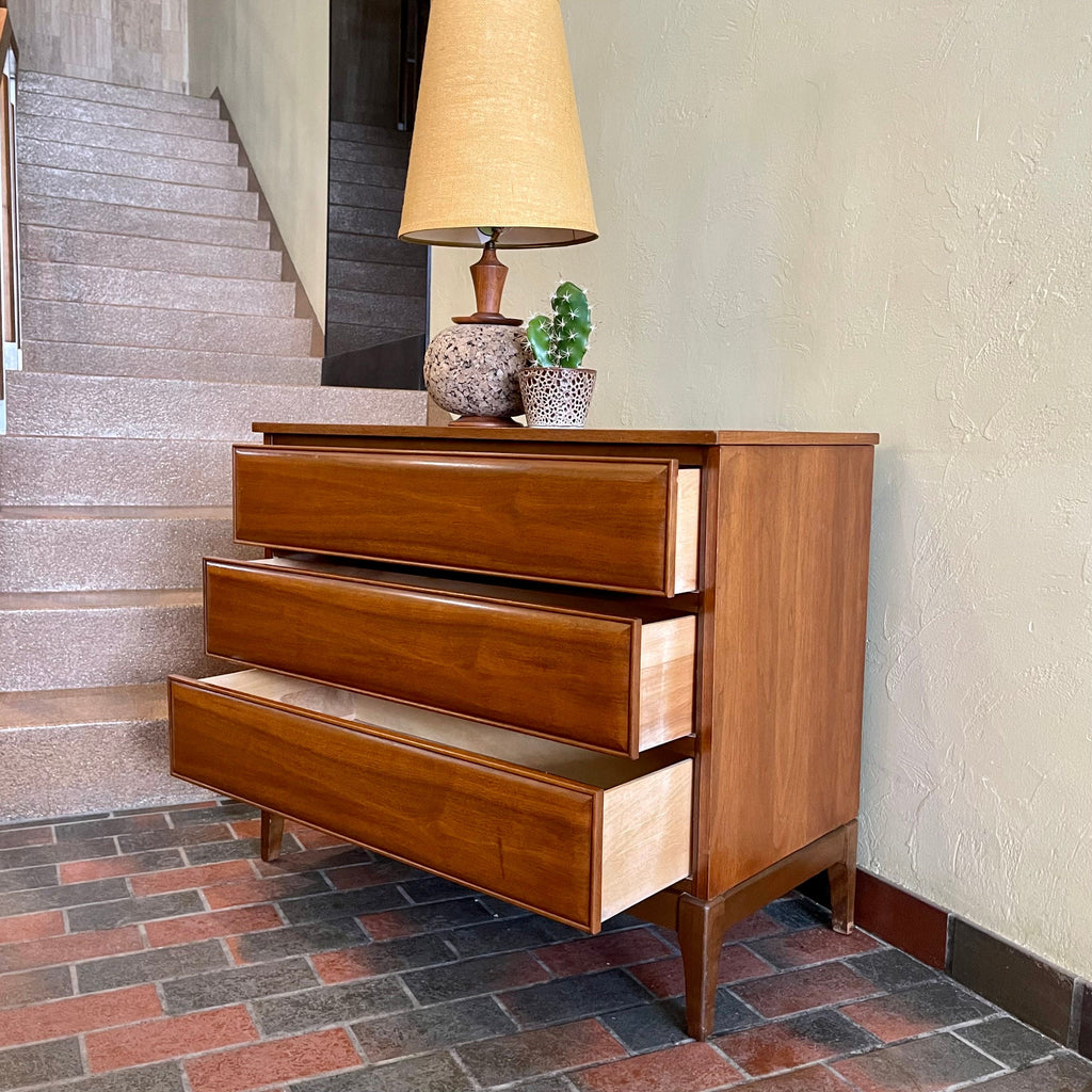 Vintage Three  Drawer Walnut Dresser by HPL Furniture