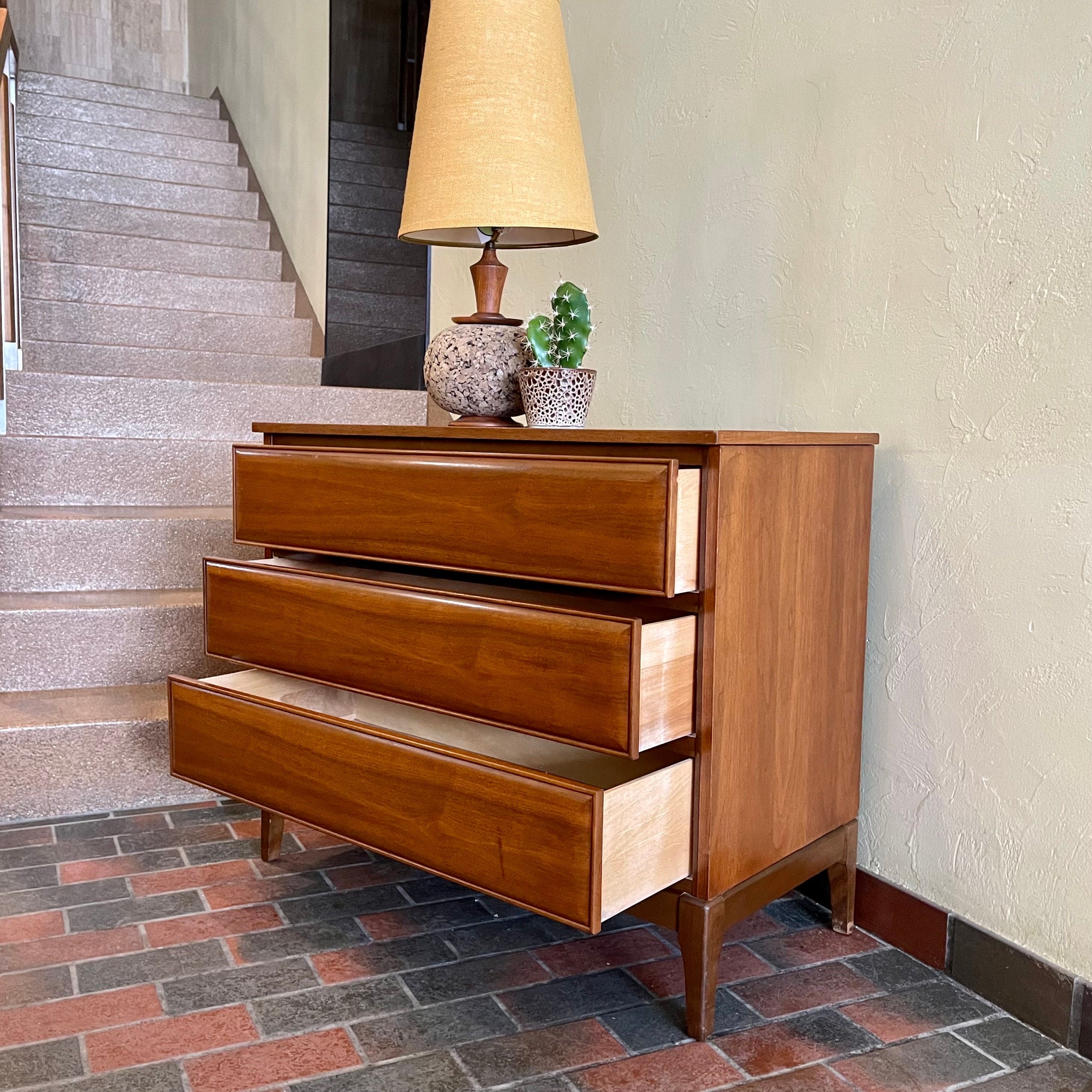 Vintage Three  Drawer Walnut Dresser by HPL Furniture