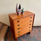 Mid Century RS Associates Five Drawer Tallboy Dresser with Black Metal Pulls | Mr. Mansfield Vintage 