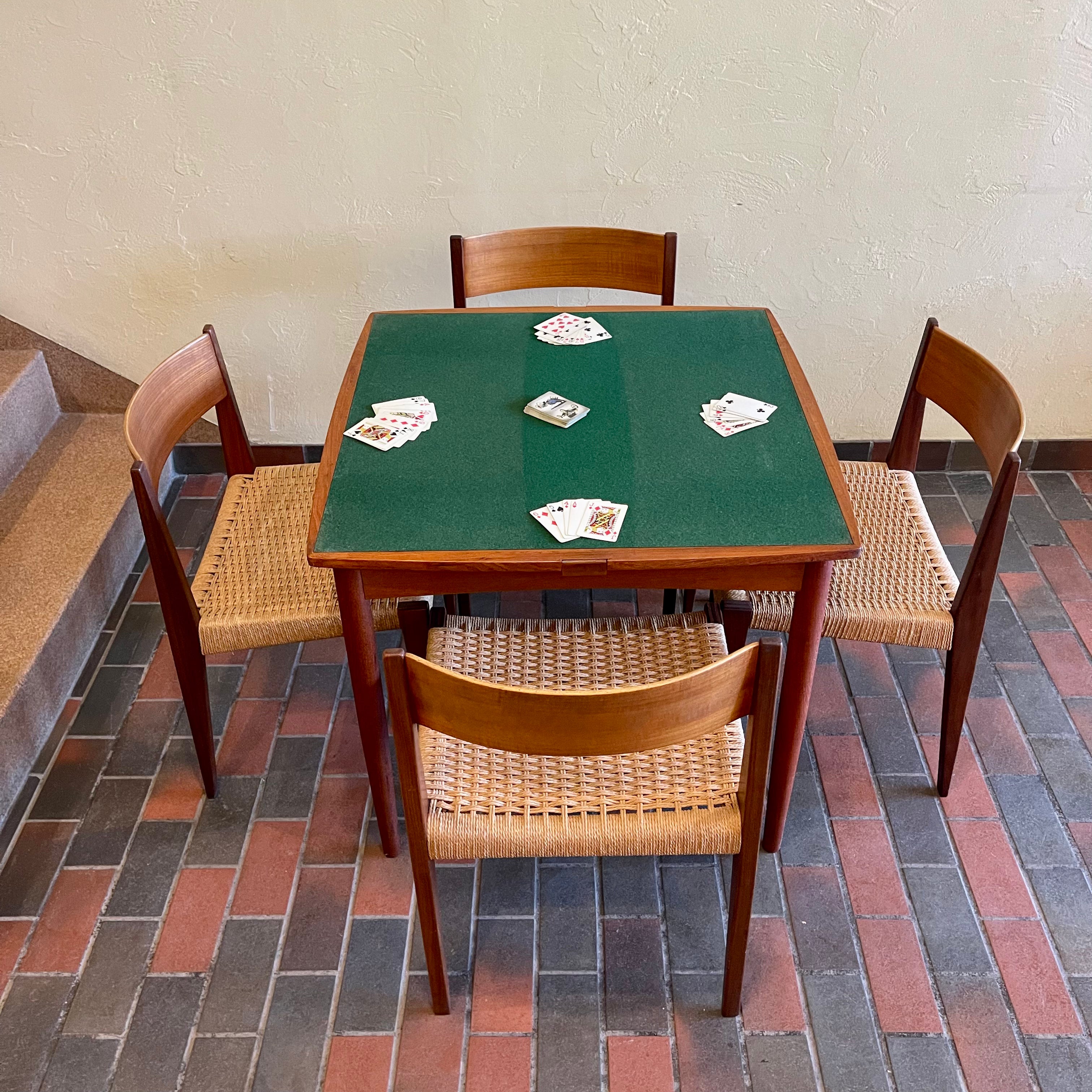 Teak Draw Leaf Flip Top Games Table Made in Denmark