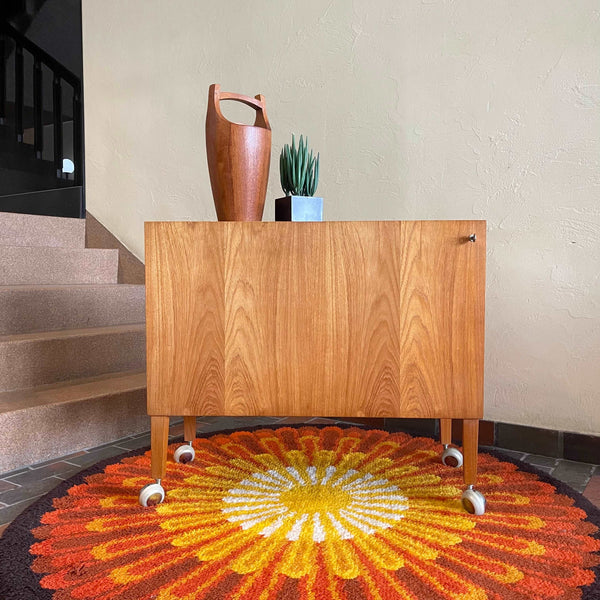 Danish Teak Hydraulic Pop Up Drinks Cabinet Bar by Kai Kristiansen | Mr. Mansfield Vintage