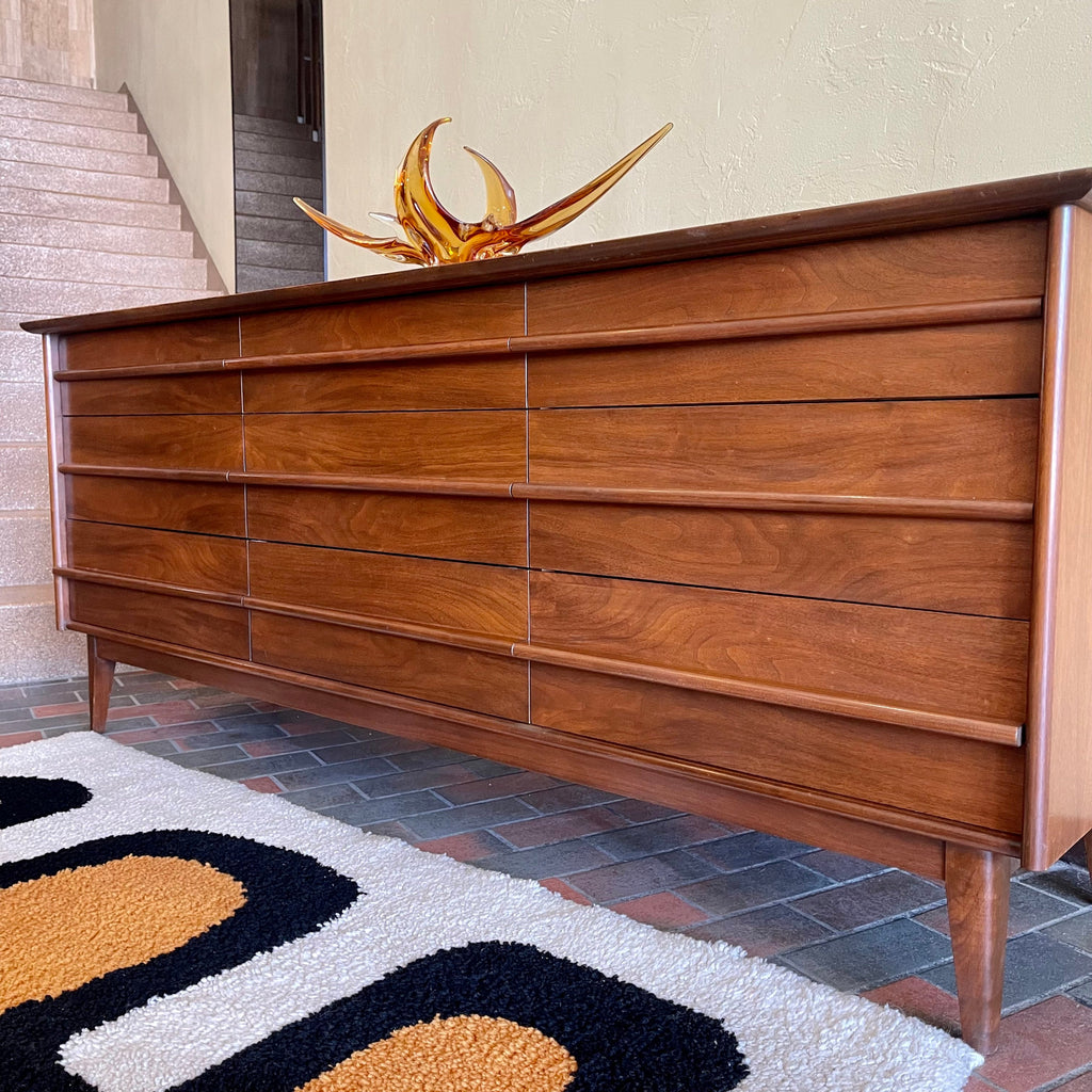 Drawer detail on vintage GIBBARD walnut dresser