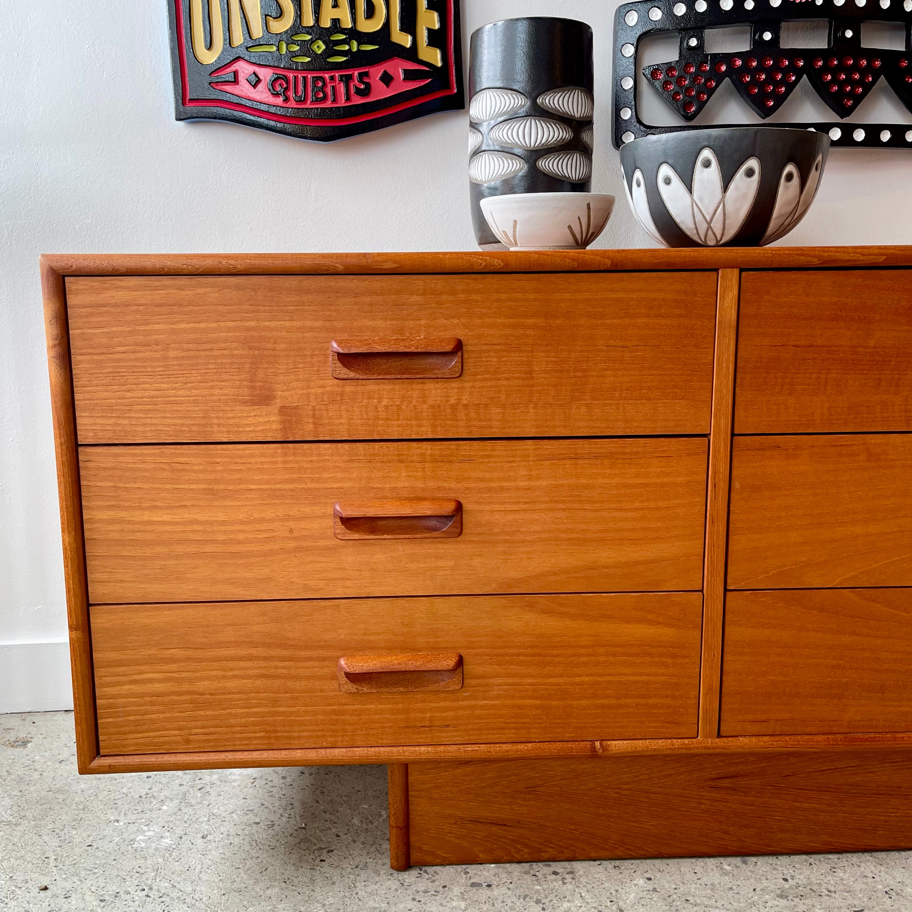 Vintage Teak 9 Drawer Dresser