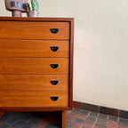 Mid Century RS Associates Five Drawer Tallboy Dresser with Black Metal Pulls | Mr. Mansfield Vintage 