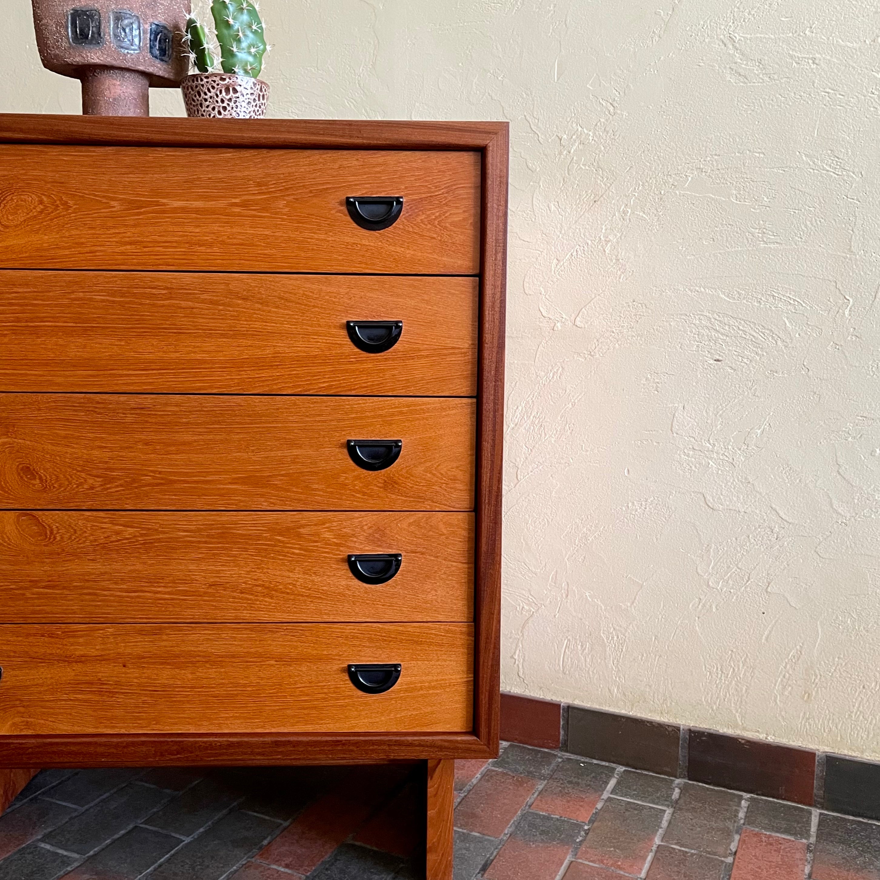 Mid Century RS Associates Five Drawer Tallboy Dresser with Black Metal Pulls | Mr. Mansfield Vintage 