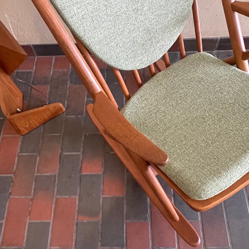 Solid Teak Rocking Chair by Frank Reenskaug for Bramin, Denmark. 