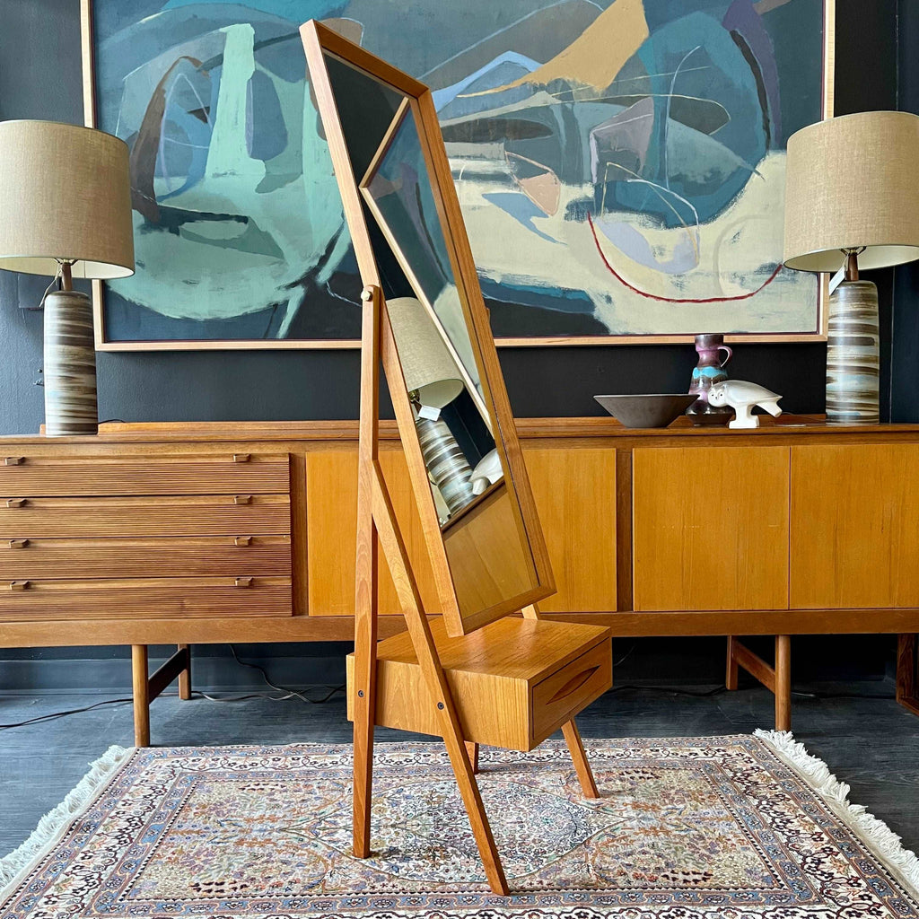 Mid-century teak dressing mirror by Arne Vodder with drawer