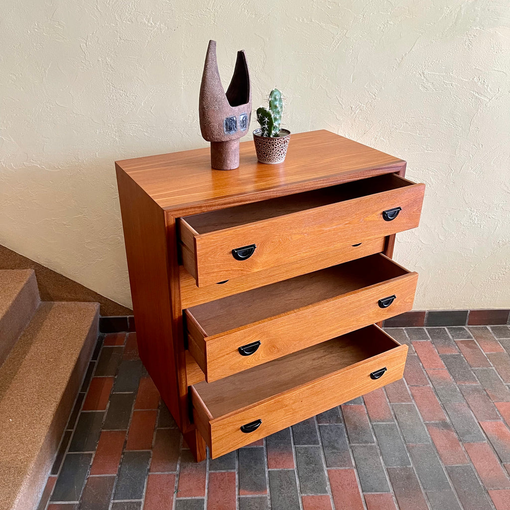 Mid Century RS Associates Five Drawer Tallboy Dresser with Black Metal Pulls | Mr. Mansfield Vintage 