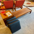 Vintage Walnut Gossip Bench | Drawers