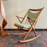 Load image into Gallery viewer, Solid Teak Rocking Chair by Frank Reenskaug for Bramin, Denmark. 

