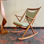 Solid Teak Rocking Chair by Frank Reenskaug for Bramin, Denmark. 