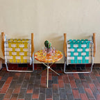 Two Vintage Folding Aluminum Patio Chairs and Table Set | Mr.Mansfield Vintage 