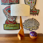 Load image into Gallery viewer, Refinished 1960s Danish Mid-Century Modern Sculpted Teak ZigZag Table Lamp
