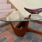 Vintage Kidney Shaped Glass Top & Walnut Coffee Table | Mr. Mansfield Vintage 