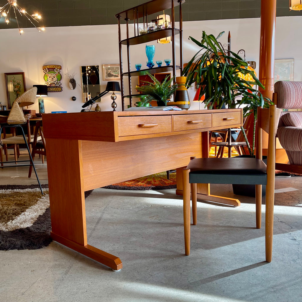 Vintage Slide-Top Teak Desk