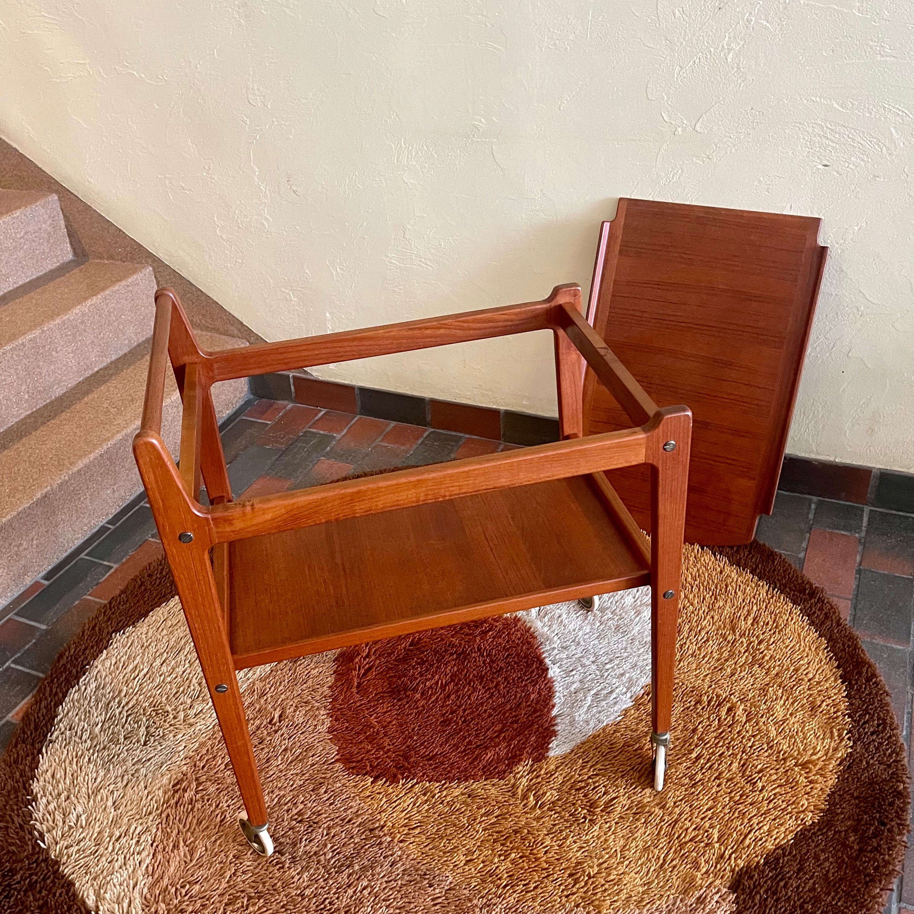 Vintage | Mid Century Teak Scandinavian Bar Cart | Drinks Cart by Erik Gûstavsson Made in Sweden.

